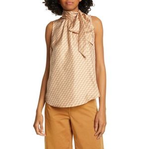 NWT Joie Pascale Silk Tie-Neck Top